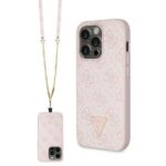 Aizmugurējais vāciņš Guess  Guess GUHCP14LP4TDSCPP case for iPhone 14 Pro - pink Crossbody 4G Metal Logo