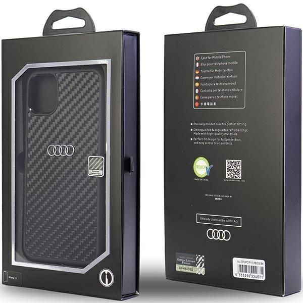 Back panel cover Audi Audi Carbon Fiber iPhone 11 / Xr 6.1" black/black hardcase AU-TPUPCIP11-R8/D2-BK
