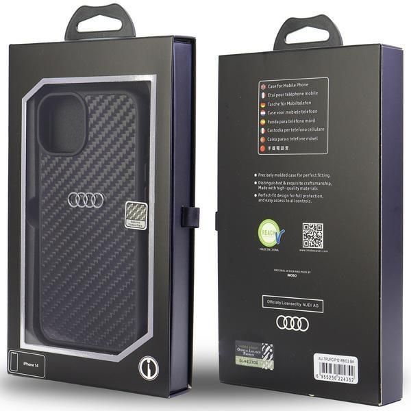 Back panel cover Audi Audi Carbon Fiber iPhone 12/12 Pro 6.1" black/black hardcase AU-TPUPCIP12P-R8/D2-BK