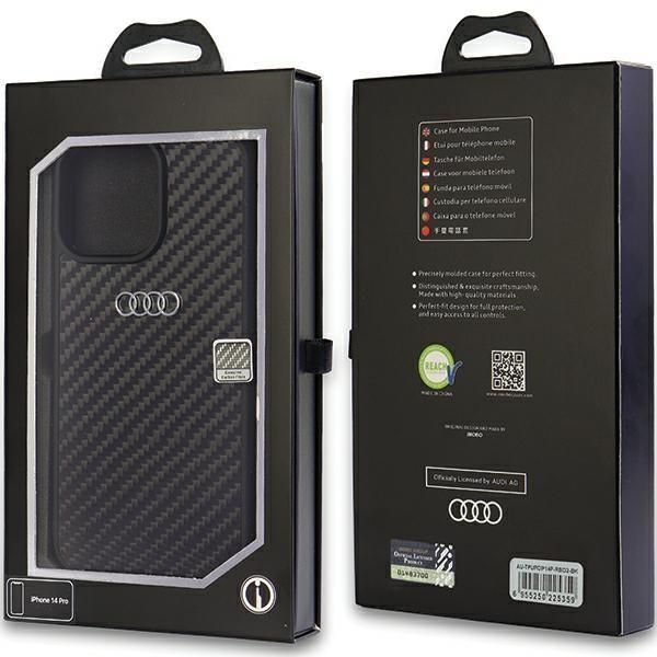 Aizmugurējais vāciņš Audi Audi Carbon Fiber iPhone 14 Pro 6.1" black/black hardcase AU-TPUPCIP14P-R8/D2-BK