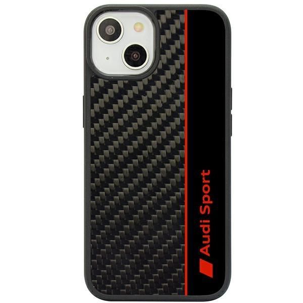 Aizmugurējais vāciņš Audi Audi Carbon Fiber Stripe iPhone 14 6.1" black/black hardcase AUS-TPUPCIP14-R8/D1-BK