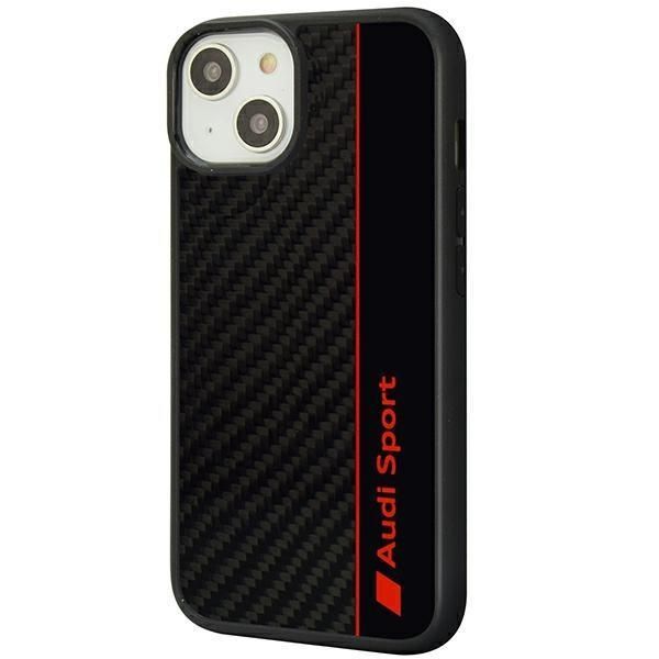 Aizmugurējais vāciņš Audi Audi Carbon Fiber Stripe iPhone 14 6.1" black/black hardcase AUS-TPUPCIP14-R8/D1-BK