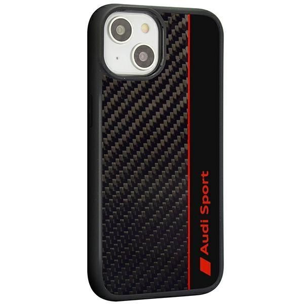 Aizmugurējais vāciņš Audi Audi Carbon Fiber Stripe iPhone 14 6.1" black/black hardcase AUS-TPUPCIP14-R8/D1-BK