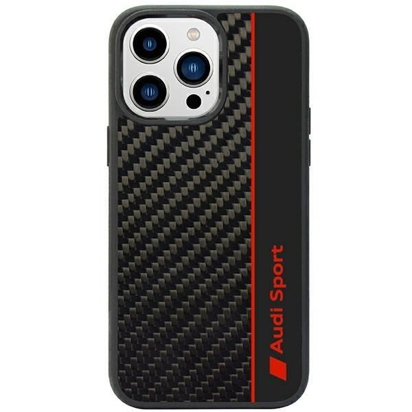 Back panel cover Audi Audi Carbon Fiber Stripe iPhone 14 Pro 6.1" black/black hardcase AUS-TPUPCIP14P-R8/D1-BK