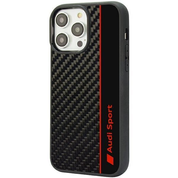 Back panel cover Audi Audi Carbon Fiber Stripe iPhone 14 Pro 6.1" black/black hardcase AUS-TPUPCIP14P-R8/D1-BK