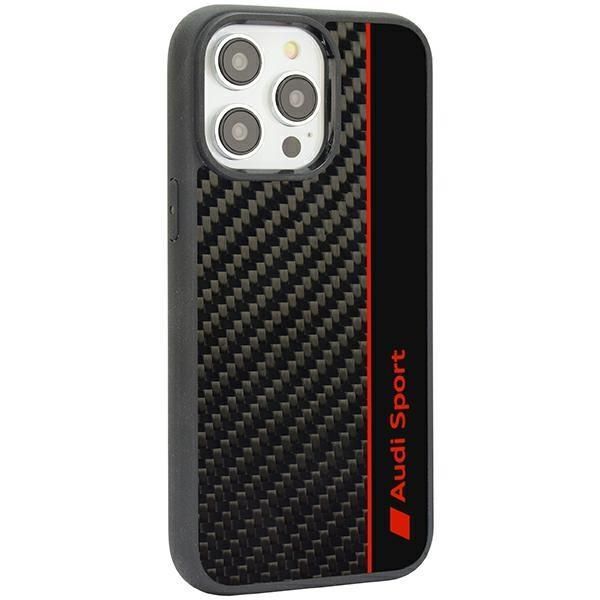 Back panel cover Audi Audi Carbon Fiber Stripe iPhone 14 Pro 6.1" black/black hardcase AUS-TPUPCIP14P-R8/D1-BK