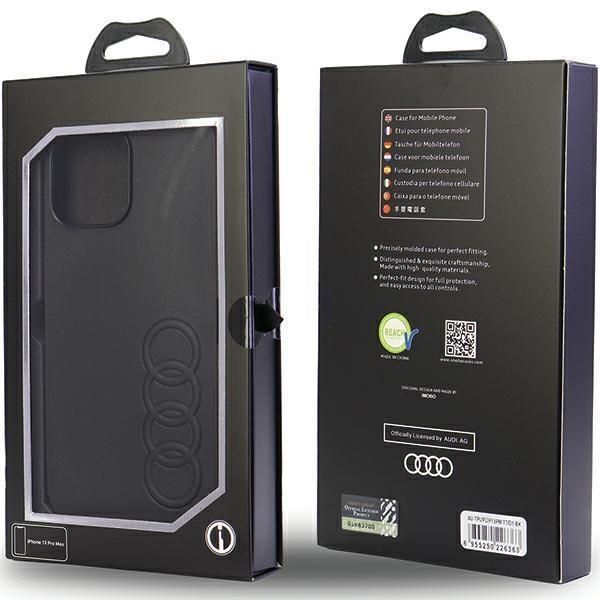 Back panel cover Audi Audi Synthetic Leather iPhone 13 Pro Max 6.7" black/black hardcase AU-TPUPPCIP13PM-TT/D1-BK