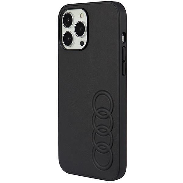 Back panel cover Audi Audi Synthetic Leather iPhone 13 Pro Max 6.7" black/black hardcase AU-TPUPPCIP13PM-TT/D1-BK