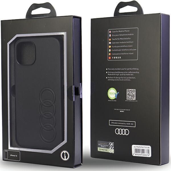 Back panel cover Audi Audi Synthetic Leather iPhone 14 6.1" black/black hardcase AU-TPUPPCIP14-TT/D1-BK