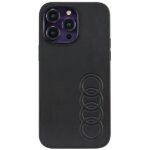 Nugarėlės dėklai Audi  Audi Synthetic Leather iPhone 14 Pro Max 6.7" black/black hardcase AU-TPUPPCIP14PM-TT/D1-BK