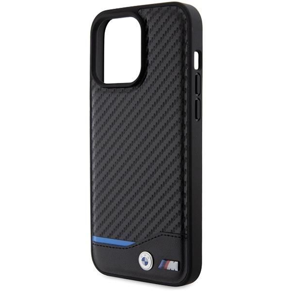 Back panel cover BMW BMW Leather Carbon case for iPhone 15 Pro Max - black