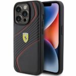 Back panel cover Ferrari  Ferrari Twist Metal Logo case for iPhone 15 Pro - black