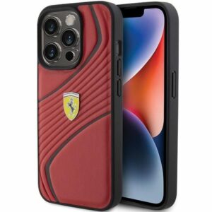 Aizmugurējais vāciņš Ferrari  Ferrari Twist Metal Logo case for iPhone 15 Pro - red