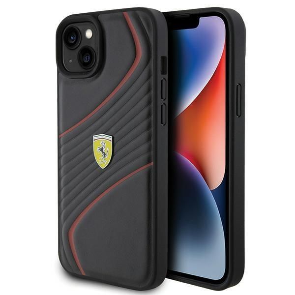Back panel cover Ferrari Ferrari Twist Metal Logo case for iPhone 15 Plus - black