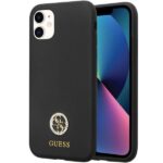 Tagakaaned Guess  Guess GUHCN614DGPK Case for iPhone 11 / Xr - Black Silicone Logo Strass 4G 