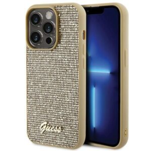 Aizmugurējais vāciņš Guess  Guess Disco Metal Script case for iPhone 15 Pro - gold