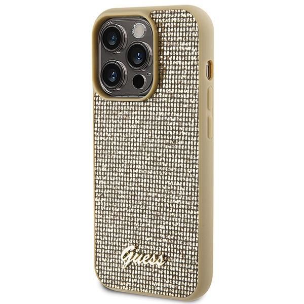 Aizmugurējais vāciņš Guess Guess Disco Metal Script case for iPhone 15 Pro - gold