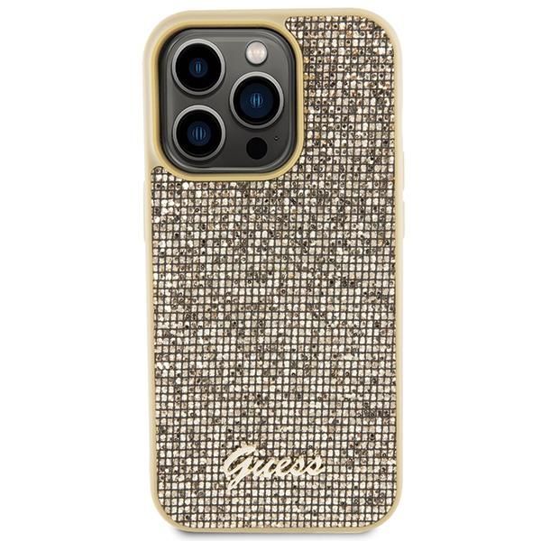 Aizmugurējais vāciņš Guess Guess Disco Metal Script case for iPhone 15 Pro - gold