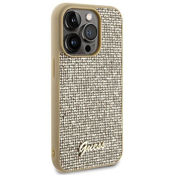 Aizmugurējais vāciņš Guess Guess Disco Metal Script case for iPhone 15 Pro - gold