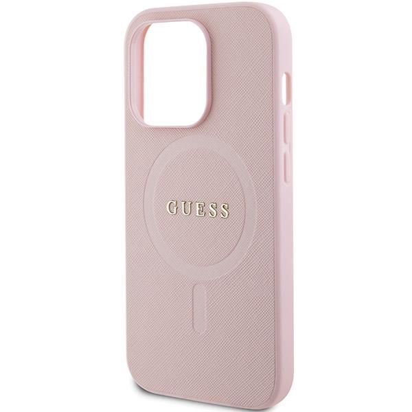 Tagakaaned Guess Guess GUHMP13LPSAHMCP case for iPhone 13 Pro / 13 - pink Saffiano MagSafe