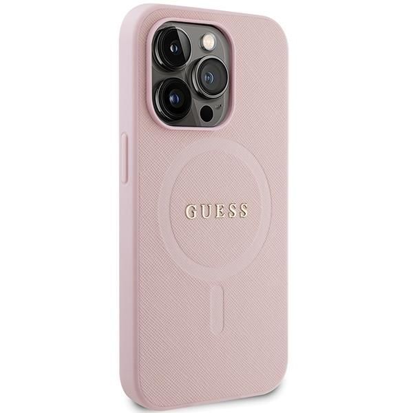Tagakaaned Guess Guess GUHMP13LPSAHMCP case for iPhone 13 Pro / 13 - pink Saffiano MagSafe
