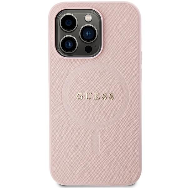 Tagakaaned Guess Guess GUHMP13LPSAHMCP case for iPhone 13 Pro / 13 - pink Saffiano MagSafe