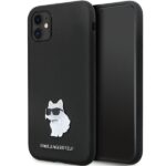 Aizmugurējais vāciņš Karl Lagerfeld  Karl Lagerfeld KLHCN61SMHCNPK case for iPhone 11 / Xr - black Silicone C Metal Pin 