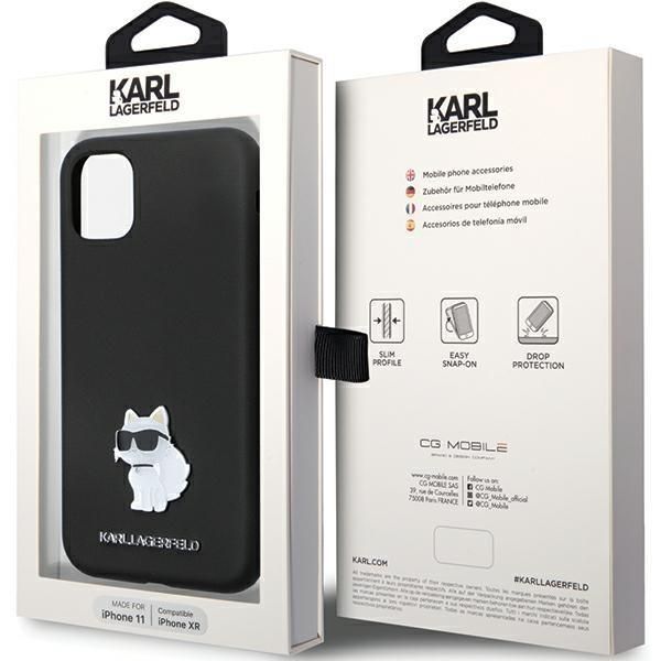 Back panel cover Karl Lagerfeld Karl Lagerfeld KLHCN61SMHCNPK case for iPhone 11 / Xr - black Silicone C Metal Pin