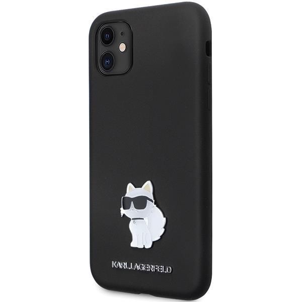 Back panel cover Karl Lagerfeld Karl Lagerfeld KLHCN61SMHCNPK case for iPhone 11 / Xr - black Silicone C Metal Pin