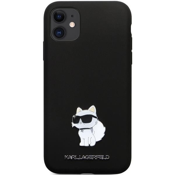 Back panel cover Karl Lagerfeld Karl Lagerfeld KLHCN61SMHCNPK case for iPhone 11 / Xr - black Silicone C Metal Pin