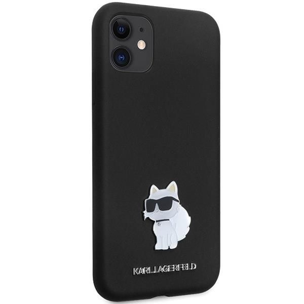 Back panel cover Karl Lagerfeld Karl Lagerfeld KLHCN61SMHCNPK case for iPhone 11 / Xr - black Silicone C Metal Pin