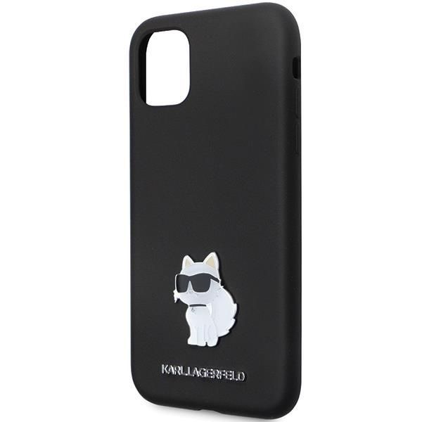Back panel cover Karl Lagerfeld Karl Lagerfeld KLHCN61SMHCNPK case for iPhone 11 / Xr - black Silicone C Metal Pin