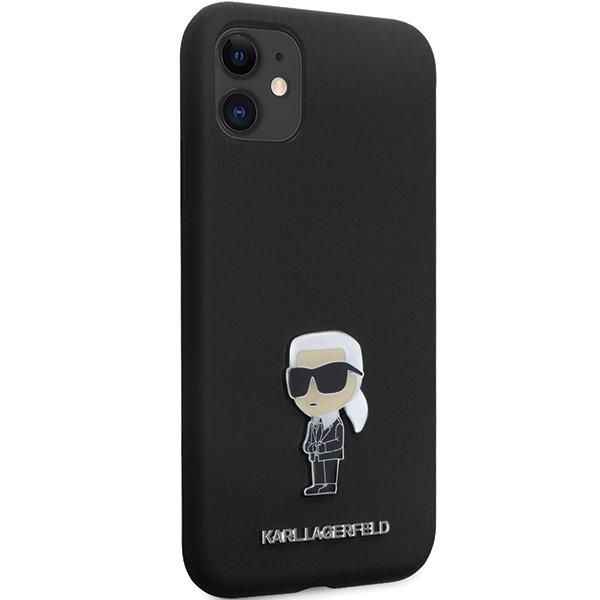 Back panel cover Karl Lagerfeld Karl Lagerfeld KLHCN61SMHKNPK case for iPhone 11 / Xr - black Silicone Ikonik Metal Pin
