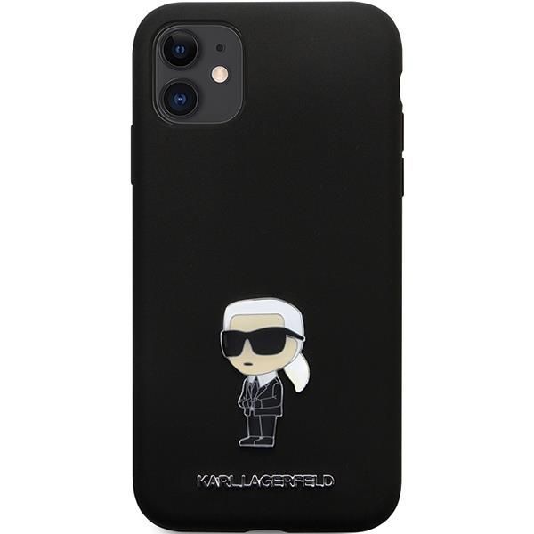Back panel cover Karl Lagerfeld Karl Lagerfeld KLHCN61SMHKNPK case for iPhone 11 / Xr - black Silicone Ikonik Metal Pin