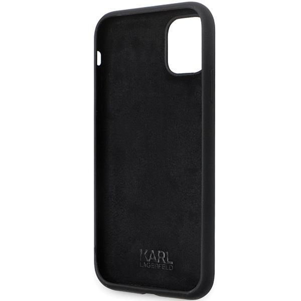 Back panel cover Karl Lagerfeld Karl Lagerfeld KLHCN61SMHKNPK case for iPhone 11 / Xr - black Silicone Ikonik Metal Pin