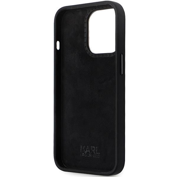 Aizmugurējais vāciņš Karl Lagerfeld Karl Lagerfeld KLHCP13LSMHCNPK case for iPhone 13 Pro / 13 - black Silicone C Metal Pin