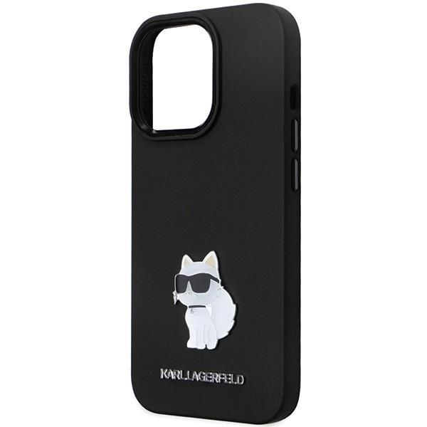Aizmugurējais vāciņš Karl Lagerfeld Karl Lagerfeld KLHCP13LSMHCNPK case for iPhone 13 Pro / 13 - black Silicone C Metal Pin