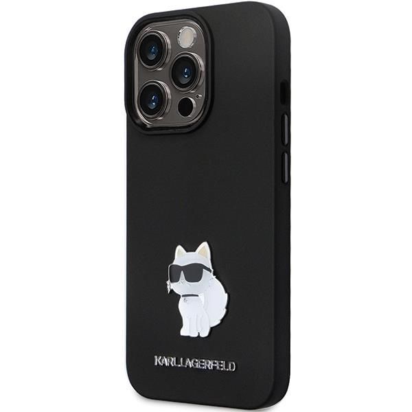 Aizmugurējais vāciņš Karl Lagerfeld Karl Lagerfeld KLHCP13LSMHCNPK case for iPhone 13 Pro / 13 - black Silicone C Metal Pin