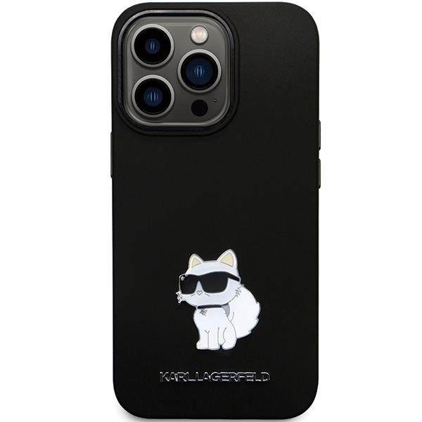 Aizmugurējais vāciņš Karl Lagerfeld Karl Lagerfeld KLHCP13LSMHCNPK case for iPhone 13 Pro / 13 - black Silicone C Metal Pin
