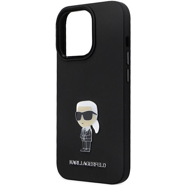 Back panel cover Karl Lagerfeld Karl Lagerfeld KLHCP13LSMHKNPK case for iPhone 13 Pro / 13 - black Silicone Ikonik Metal Pin