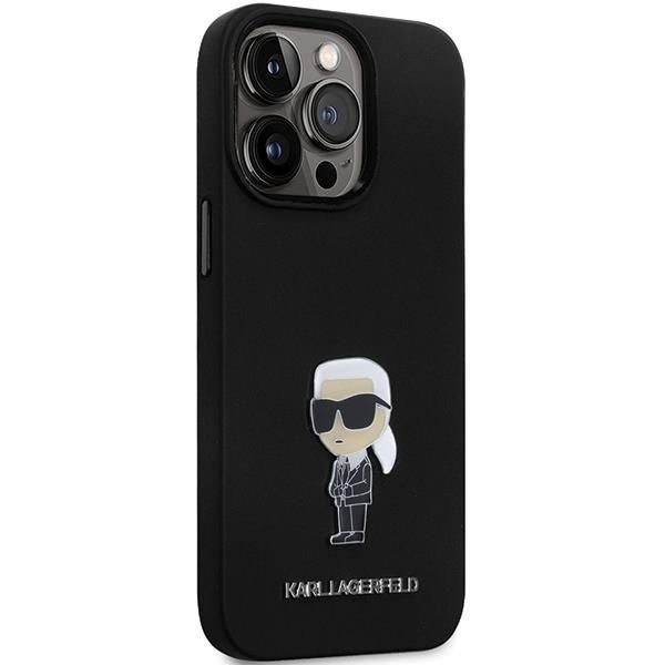 Back panel cover Karl Lagerfeld Karl Lagerfeld KLHCP13LSMHKNPK case for iPhone 13 Pro / 13 - black Silicone Ikonik Metal Pin