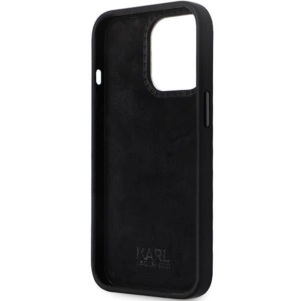 Back panel cover Karl Lagerfeld Karl Lagerfeld KLHCP13LSMHKNPK case for iPhone 13 Pro / 13 - black Silicone Ikonik Metal Pin