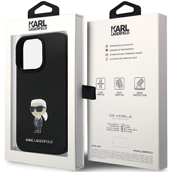 Nugarėlės dėklai Karl Lagerfeld Karl Lagerfeld KLHCP14LSMHKNPK case for iPhone 14 Pro - black Silicone Ikonik Metal Pin
