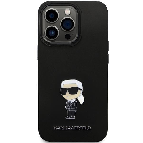 Nugarėlės dėklai Karl Lagerfeld Karl Lagerfeld KLHCP14LSMHKNPK case for iPhone 14 Pro - black Silicone Ikonik Metal Pin