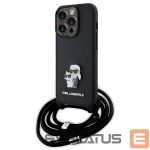 Back panel cover Karl Lagerfeld  Karl Lagerfeld Crossbody Saffiano Metal Pin Karl & Choupette case for iPhone 15 Pro - black 