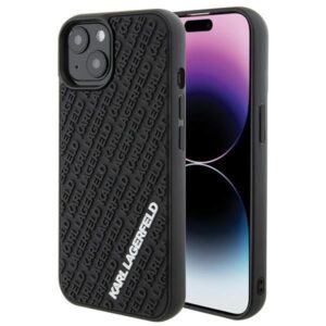 Aizmugurējais vāciņš Karl Lagerfeld  Karl Lagerfeld 3D Rubber Multi Logo case for iPhone 15 - black 