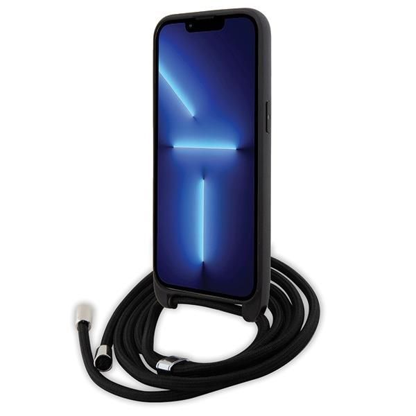 Back panel cover Karl Lagerfeld Karl Lagerfeld Crossbody Saffiano Monogram Metal Pin Karl & Choupette Case for iPhone 15 Pro Max - Black