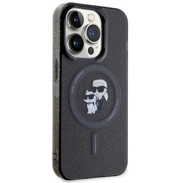 Aizmugurējais vāciņš Karl Lagerfeld Karl Lagerfeld Karl&Choupette Glitter MagSafe case for iPhone 15 Pro - black