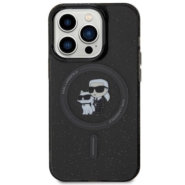Aizmugurējais vāciņš Karl Lagerfeld Karl Lagerfeld Karl&Choupette Glitter MagSafe case for iPhone 15 Pro - black