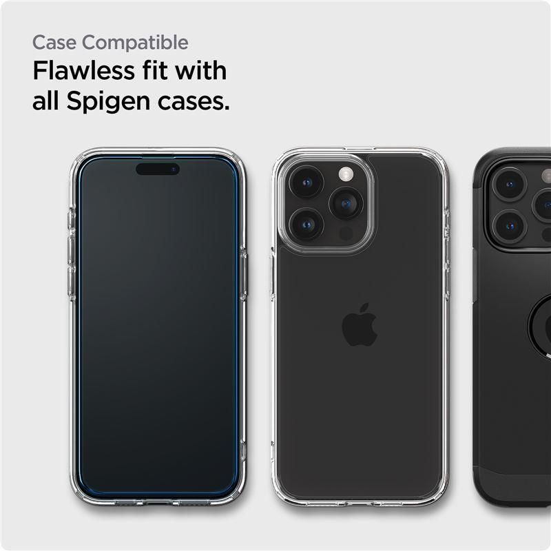 Aizsargstikls Spigen Spigen ALM Glass FC Tempered Glass for iPhone 15 Pro Max - Black 2 pcs.